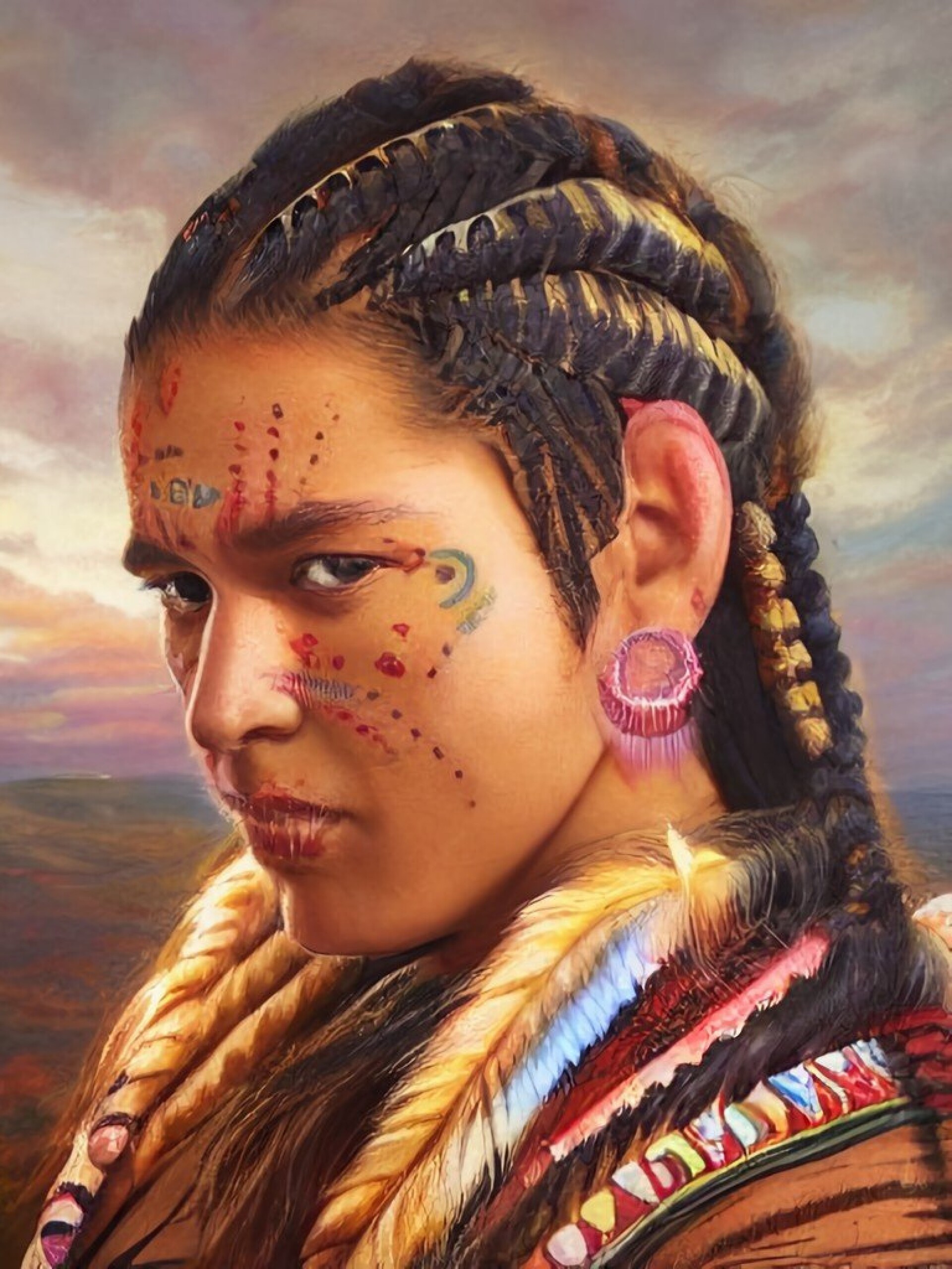 beautiful native american women paintings