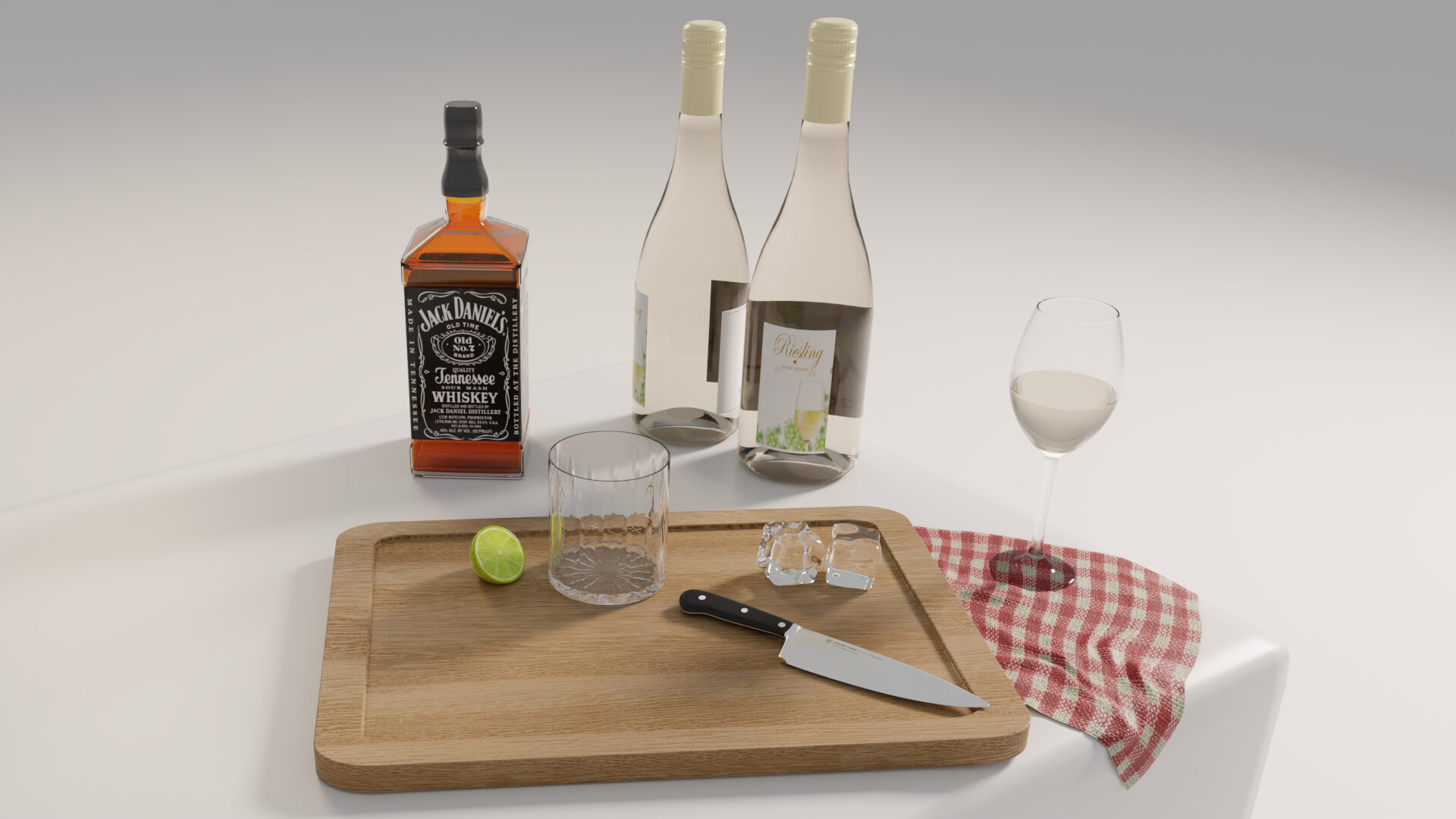 ArtStation Alcohol Bottles and Bar Setup Props Interior Kitchen