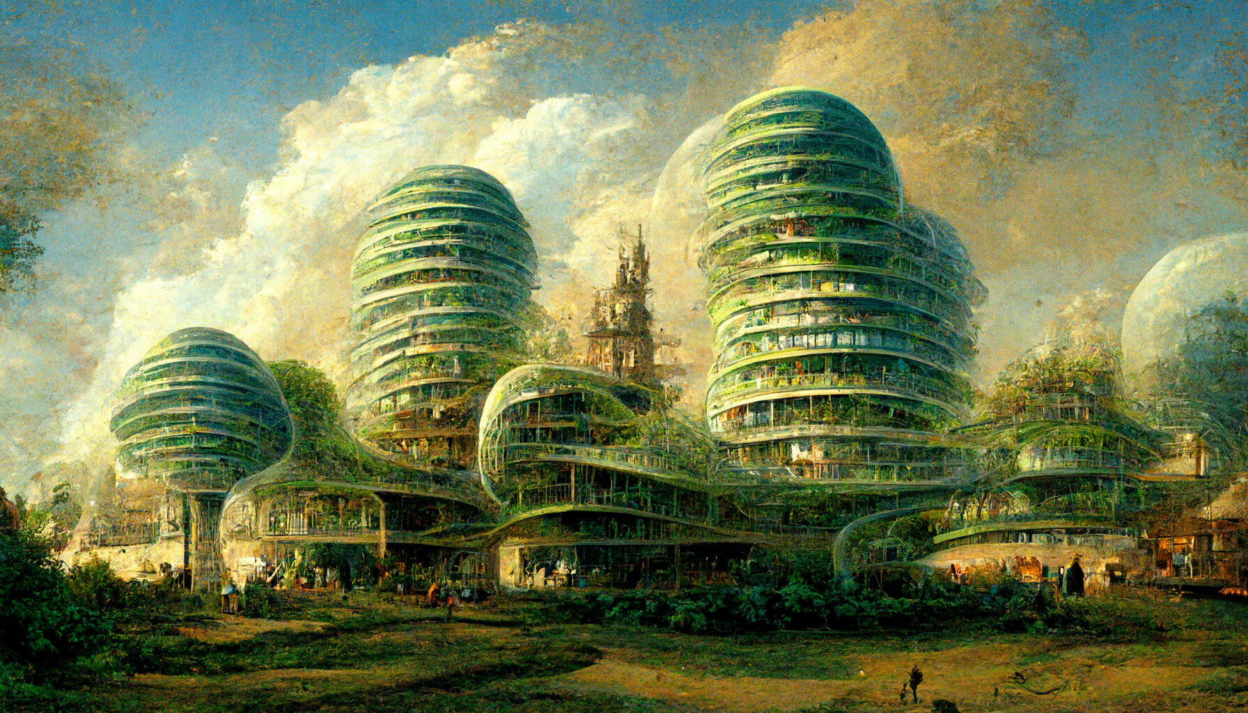 RPG prompt: the streets of a ((solarpunk city)), solar - PromptHero
