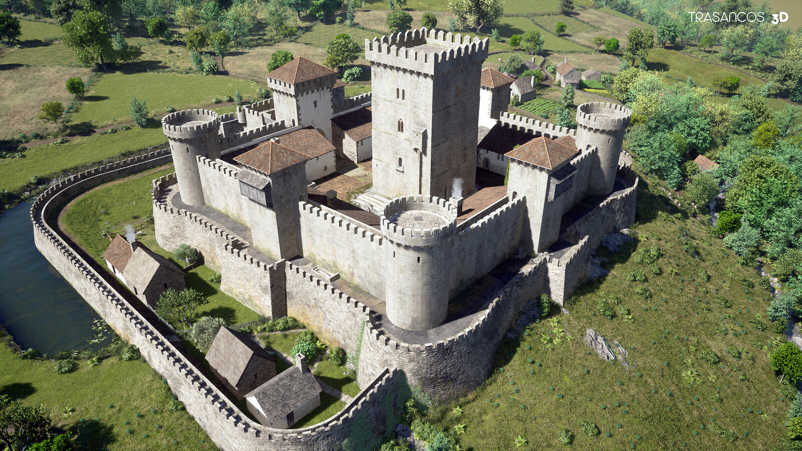Rocha Forte castle. Final rendering view looking North.