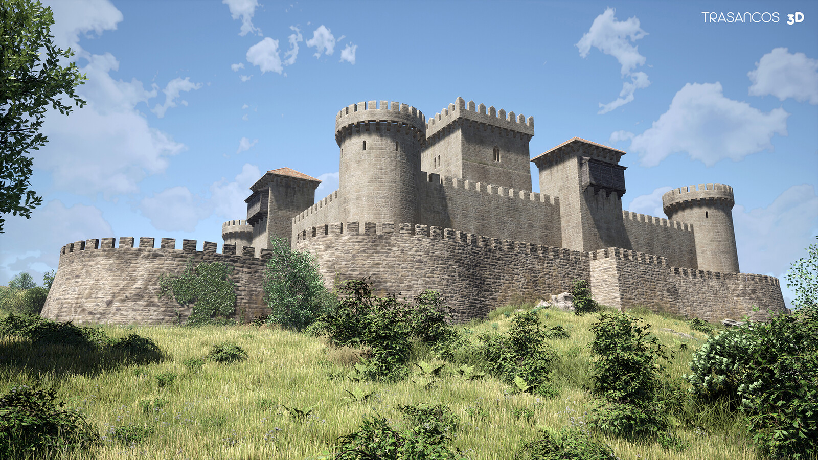 Rocha Forte castle. Final rendering view from Vilar Stream.