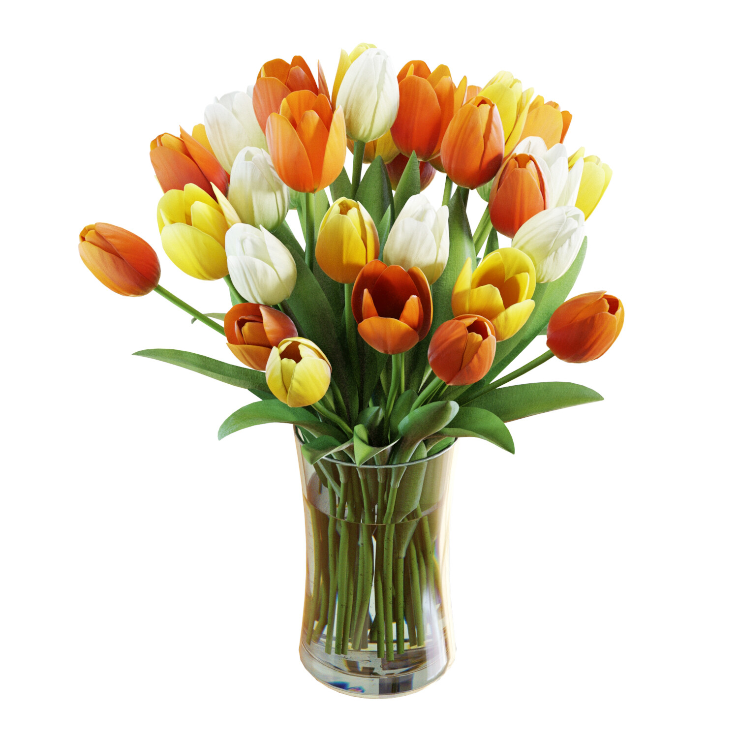 3detto - Flower Set 29 / Multicolor Tulips Bouquet