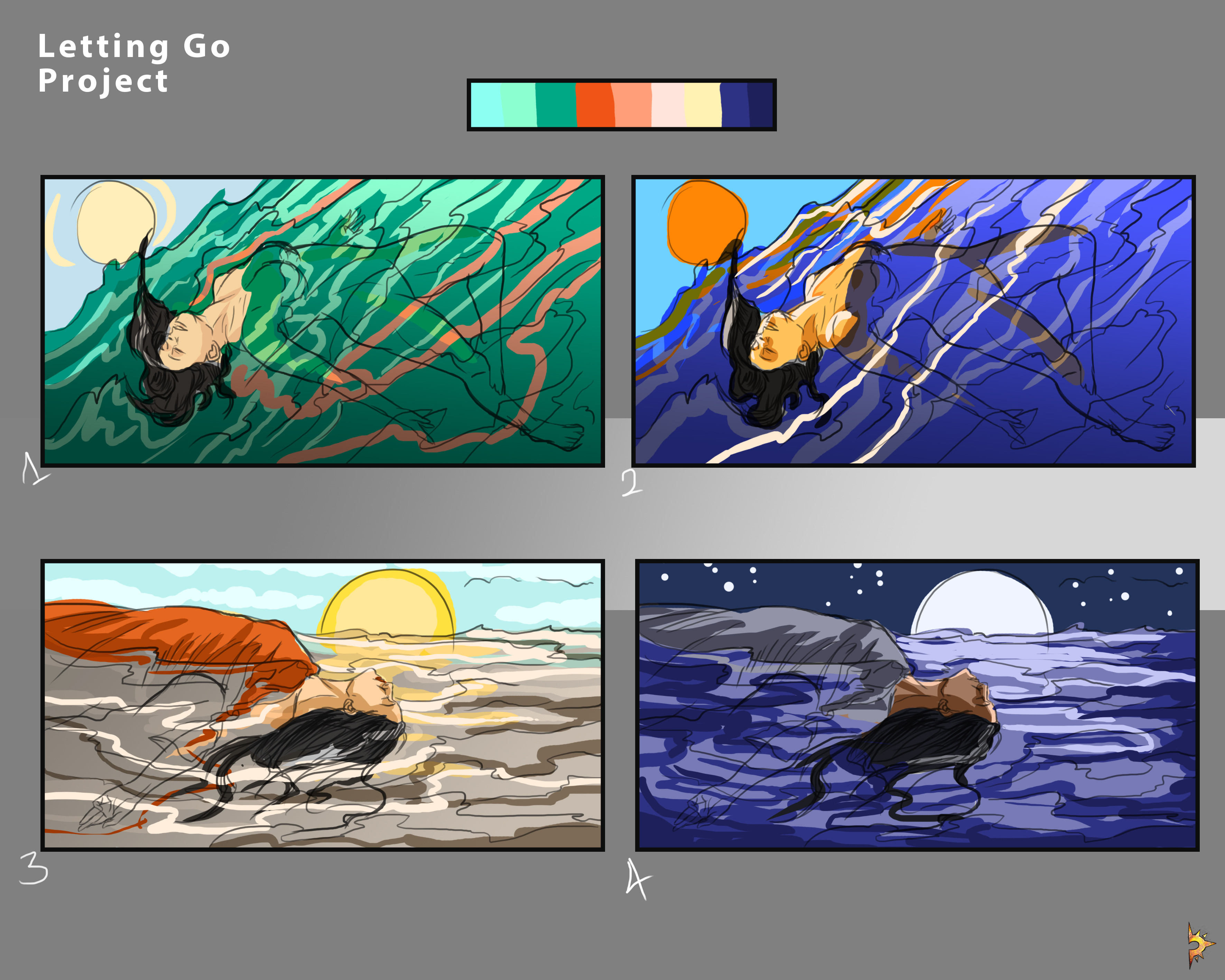 Various sketches and color ideas