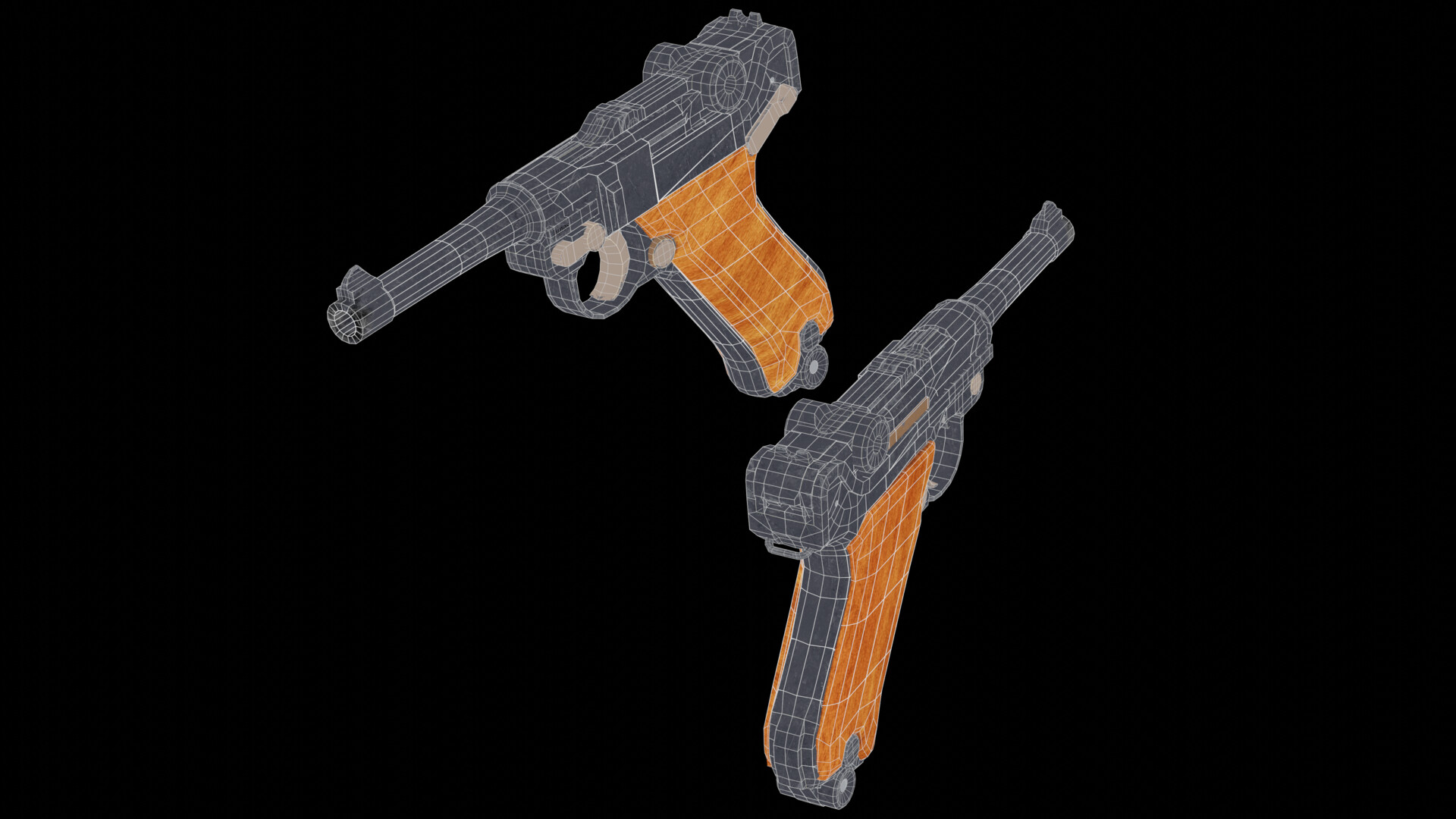 Impugnature In Legno Per Pistola Luger P08 - Riproduzione WW2, Noce, Fatto A Mano - Foto 2