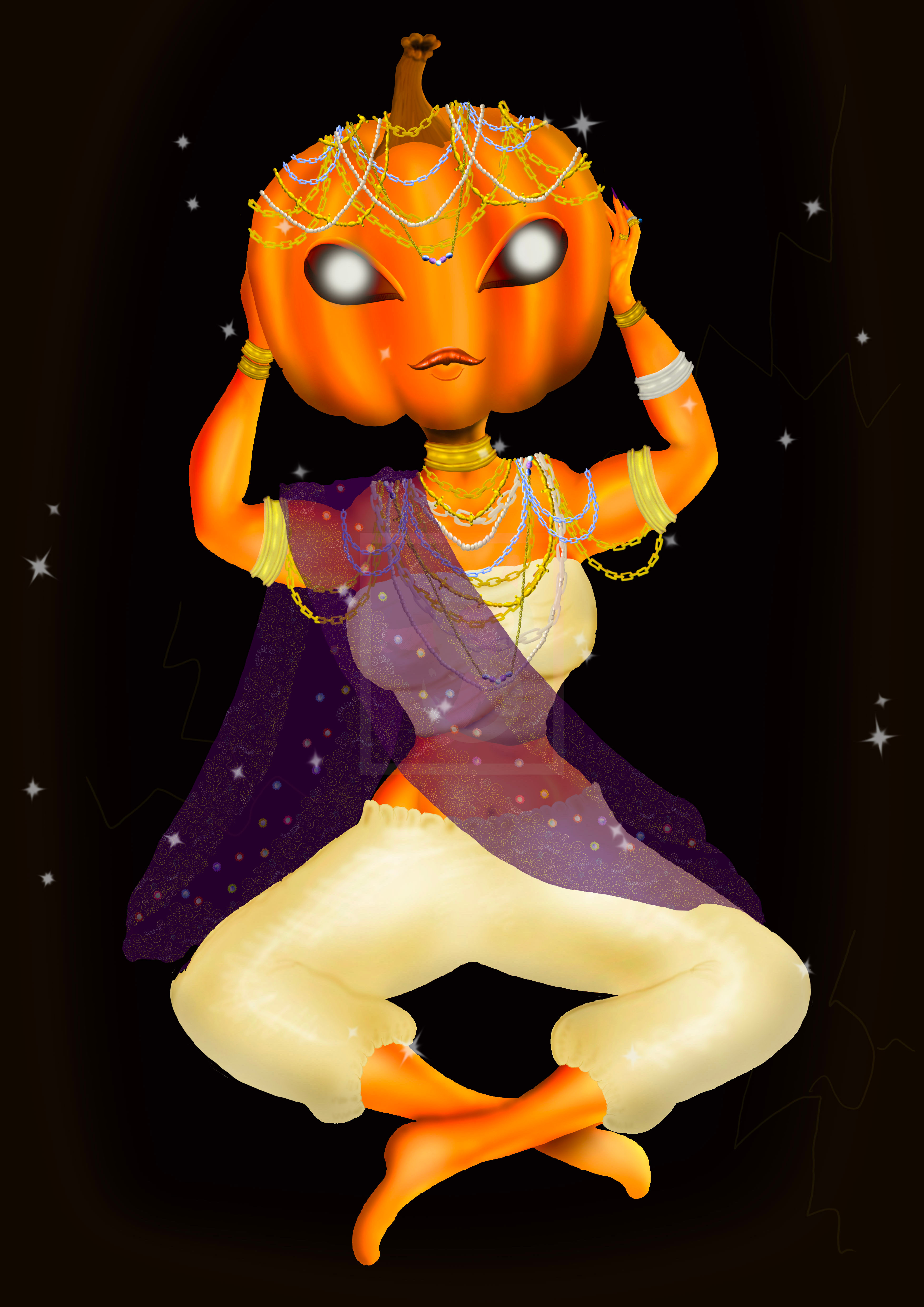 Sparkly pumpkin adorned in jewellery