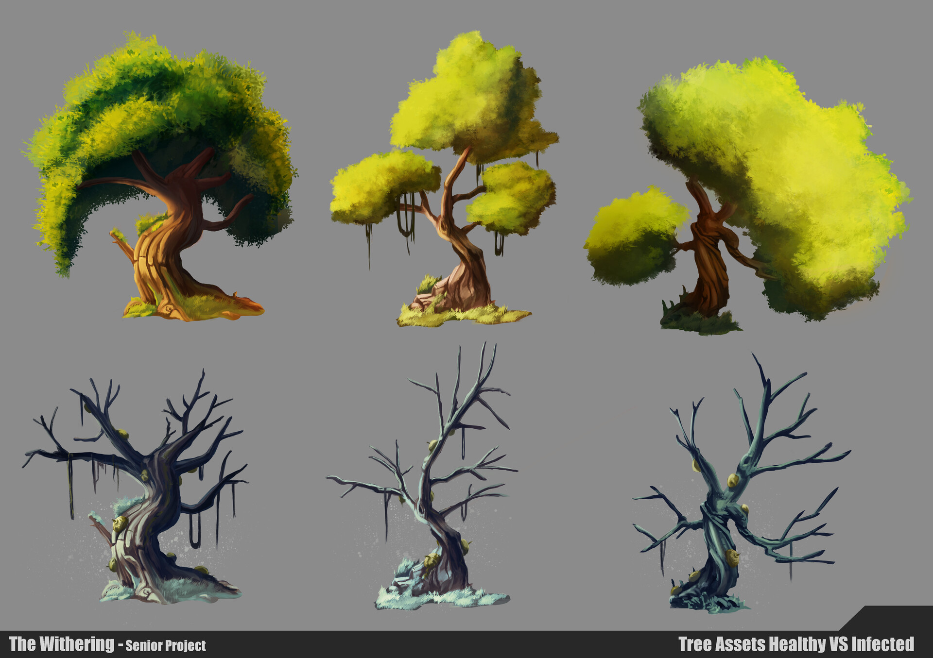 ArtStation - Trees Healthy VS infected 