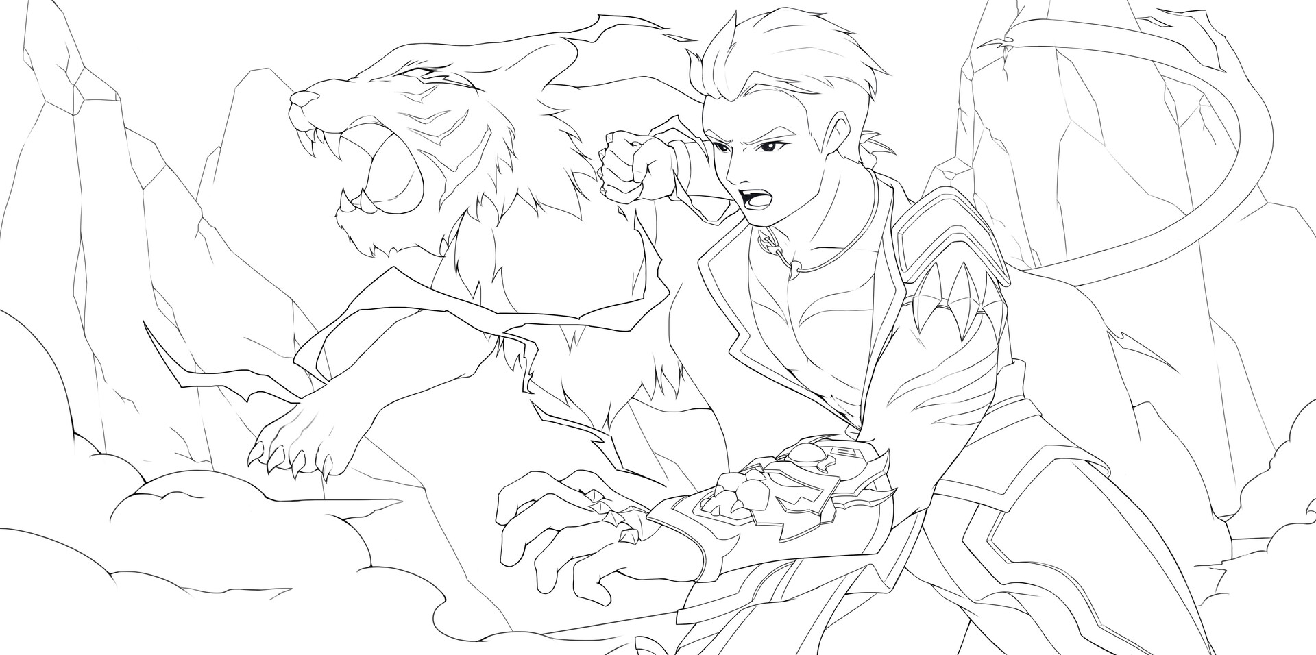 ArtStation Final Illustration Project 白天豪 Splash Art (Line art version)