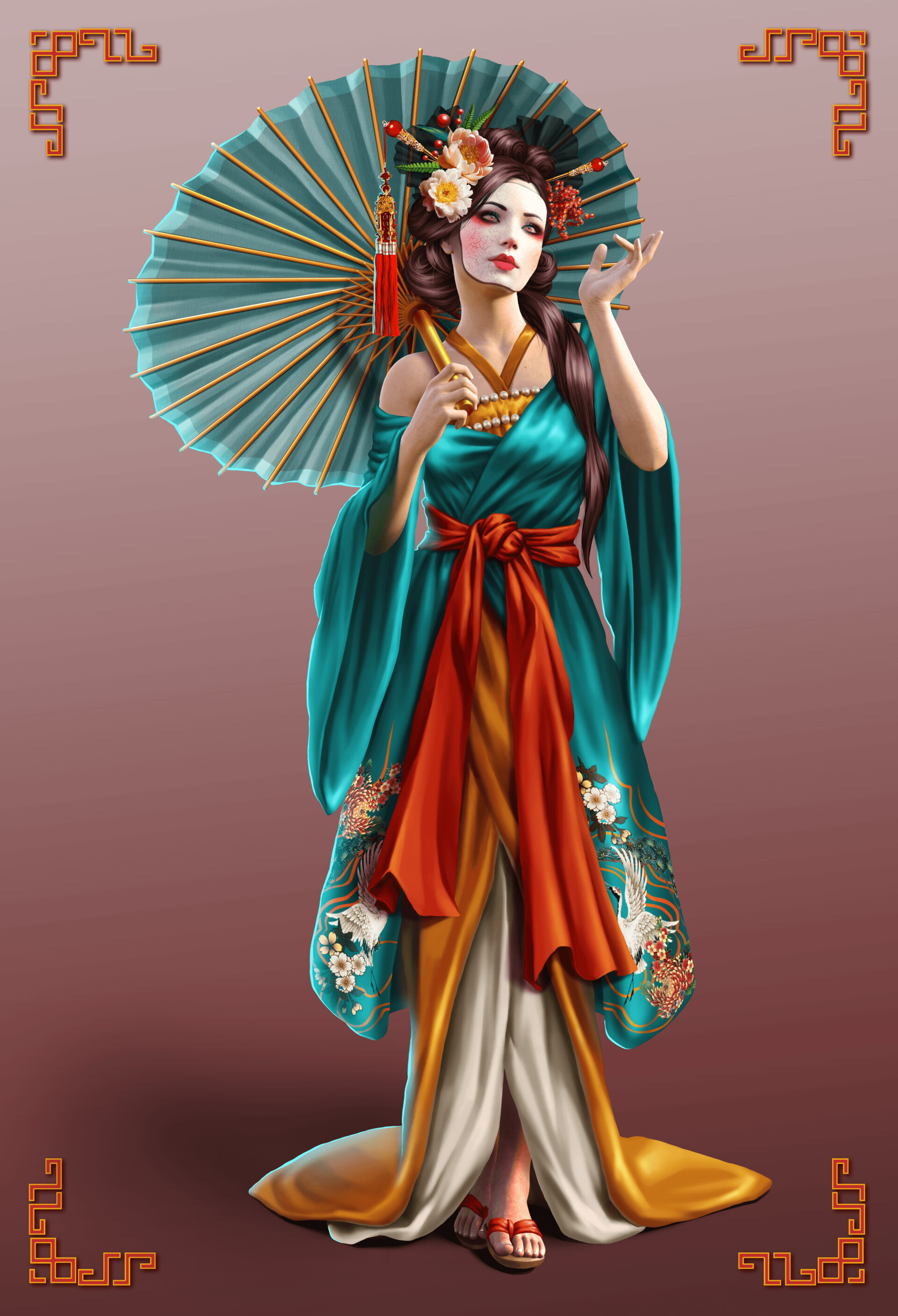 Tableau Japonais Geisha Style #geisha #illustration #illustration