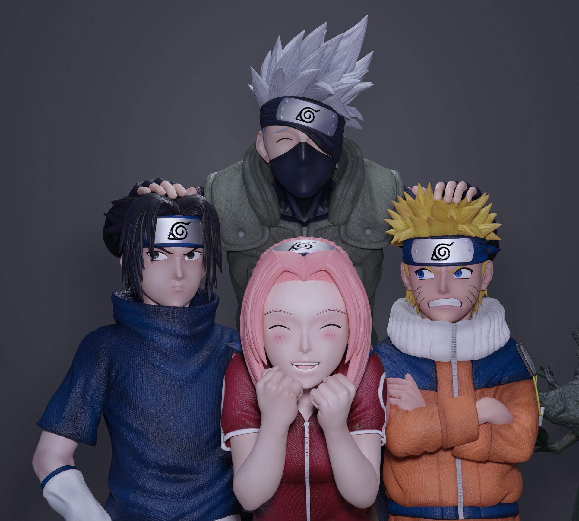Naruto, Sasuke, Sakura, Kakashi