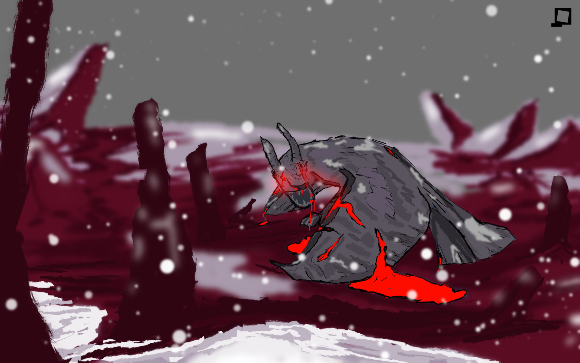 ArtStation - Dragon bleeding under the snow