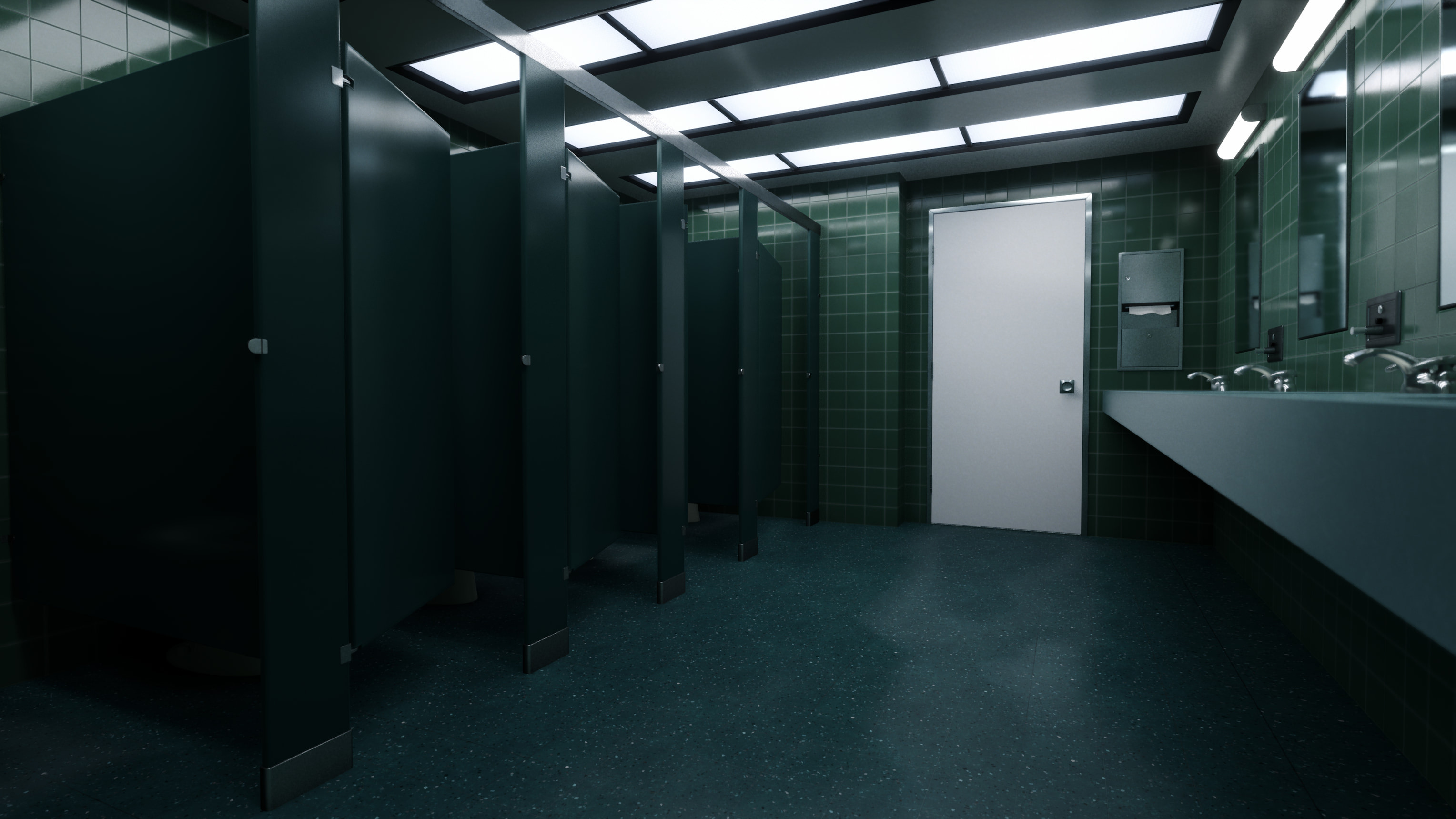 The dark green bathroom is such a nice contrast to the bright green of the main MDR space. Originally I hadn't intended to include it, but I had so much fun making it.