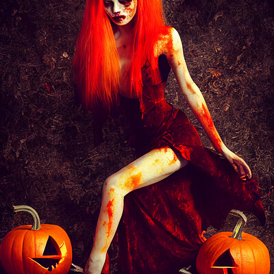 Dark philosophy darkphilosophy zombie vixen with pumpkins and red goo c08c0d0d 00cb 4b0b 8dbf b49ce3c984f4 1