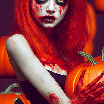 Dark philosophy darkphilosophy zombie vixen with pumpkins and red goo 259d05d8 5c87 4c65 9340 a0929223a154 1