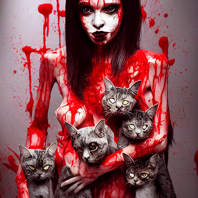 Dark philosophy darkphilosophy zombie vixen with cats and red goo 5aec2a9a 29a2 4f37 8bb7 942fe8ec842c 1