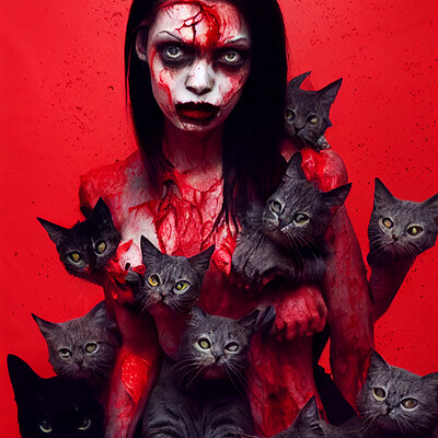 Dark philosophy darkphilosophy zombie vixen with cats and red goo 0f2d0add 02de 4661 abb9 b2b949fa6793
