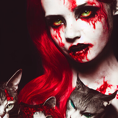 Dark philosophy darkphilosophy zombie vixen with cats and red goo 78d5723f 448d 4645 b422 9a106d50d763 1
