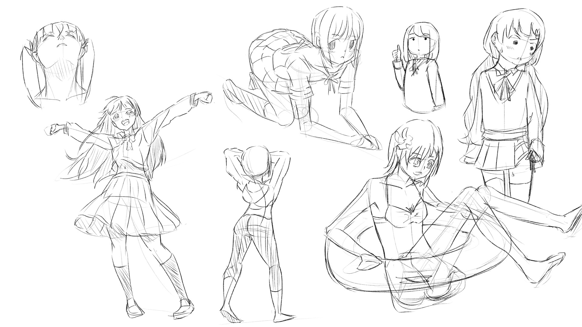 Practice anime random pose drawing. #practicedrawing #ibispaintx #fypシ