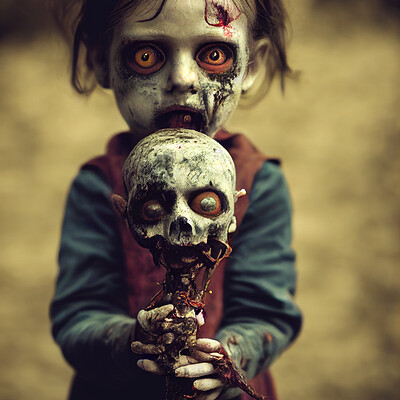Dark philosophy darkphilosophy zombie child holding a voodoo doll 2038596d bd2d 4acb a291 a197426277d4