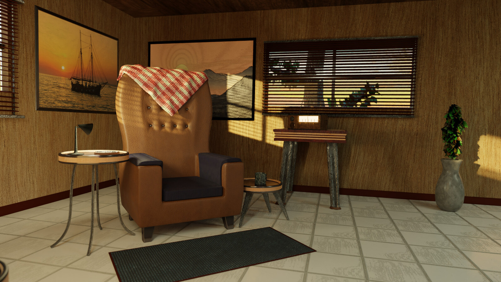 Close up shot of chair with lighting with textures
