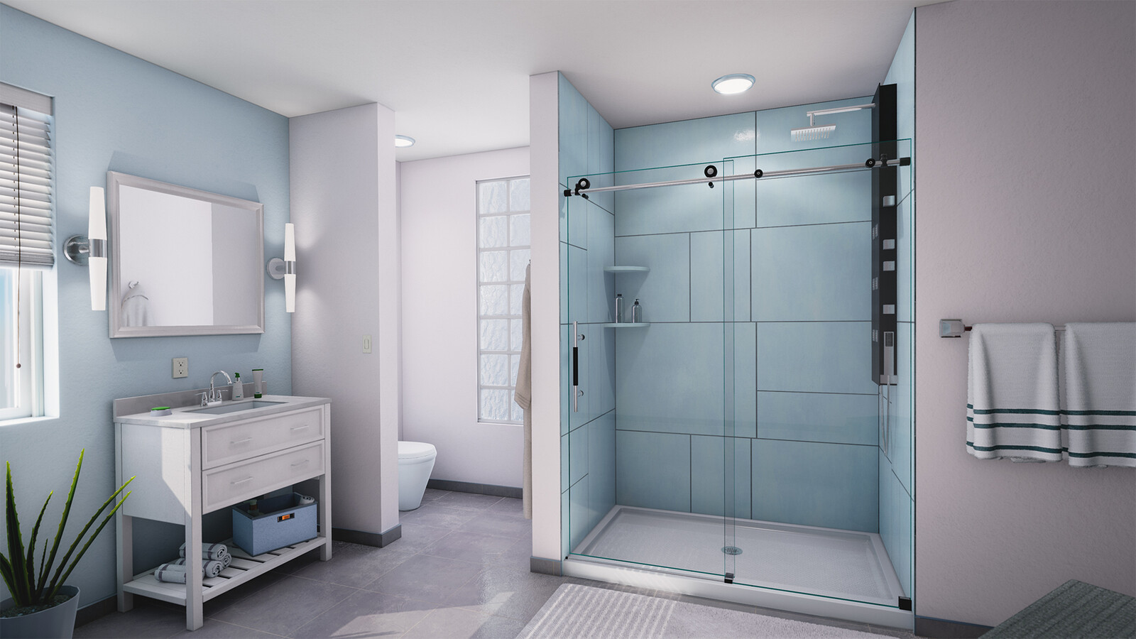 Rendered in Unreal Engine. Responsible For: room modeling and layout, lighting, texturing walls, ceiling, floor, shower and shower door. Ray Tracing in use for Reflections and Refractions.