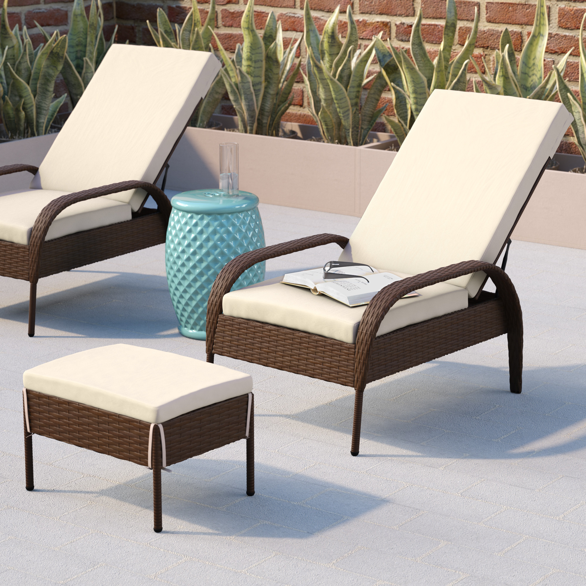 In this image I did lighting and rendering, updates to the wicker and upholstery material to improve realism and accuracy to the product, and minor other material and model updates.