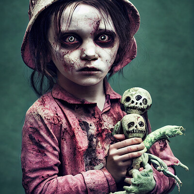 Dark philosophy darkphilosophy zombie child holding a voodoo doll a71ecdcf 9689 4308 8afc fb21c2b86b58