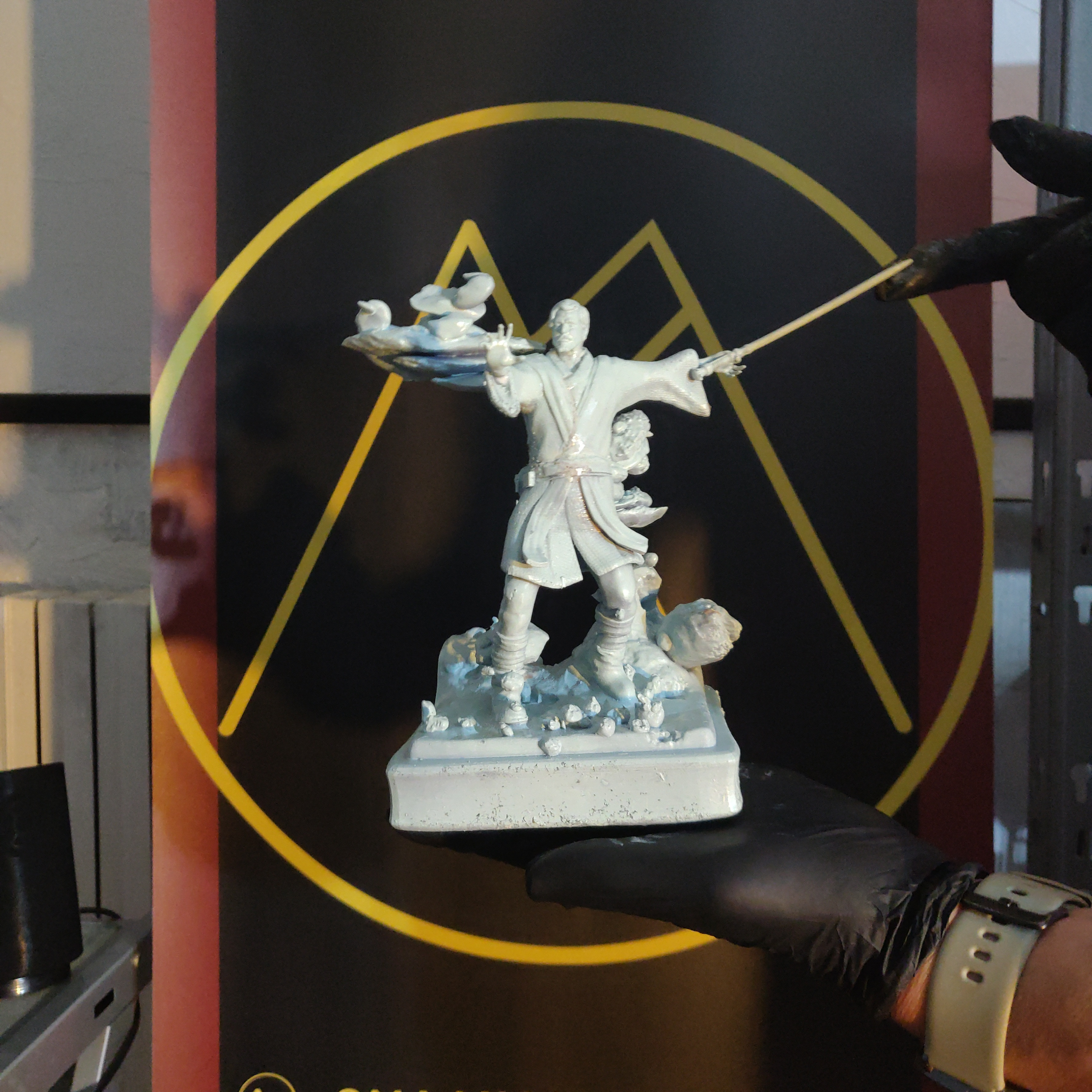 Photo of the full printed figure in the studio