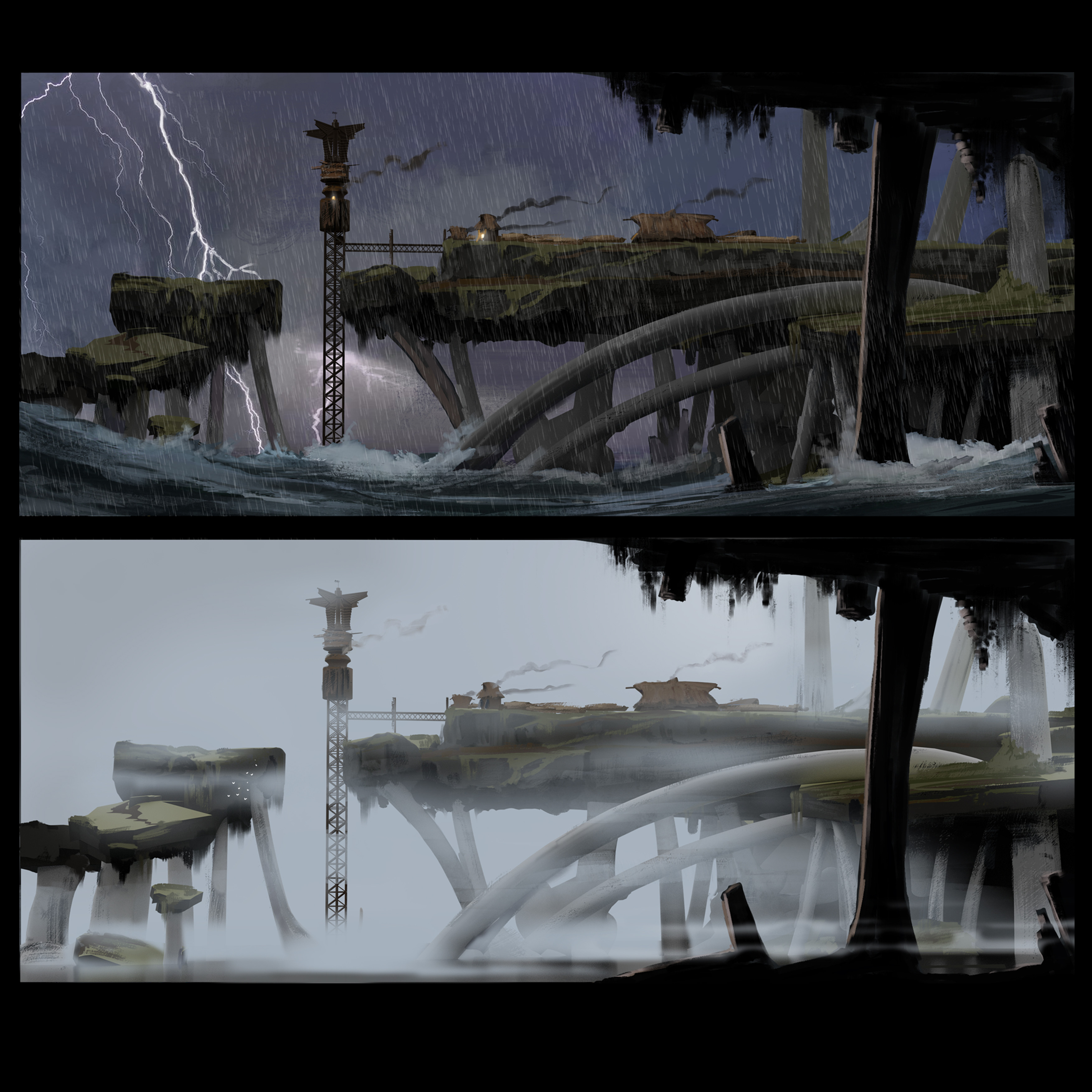 Color keys for Environment Piece Permafrost Seaside. Done at Simeon Schaffners CGMA Environment Class