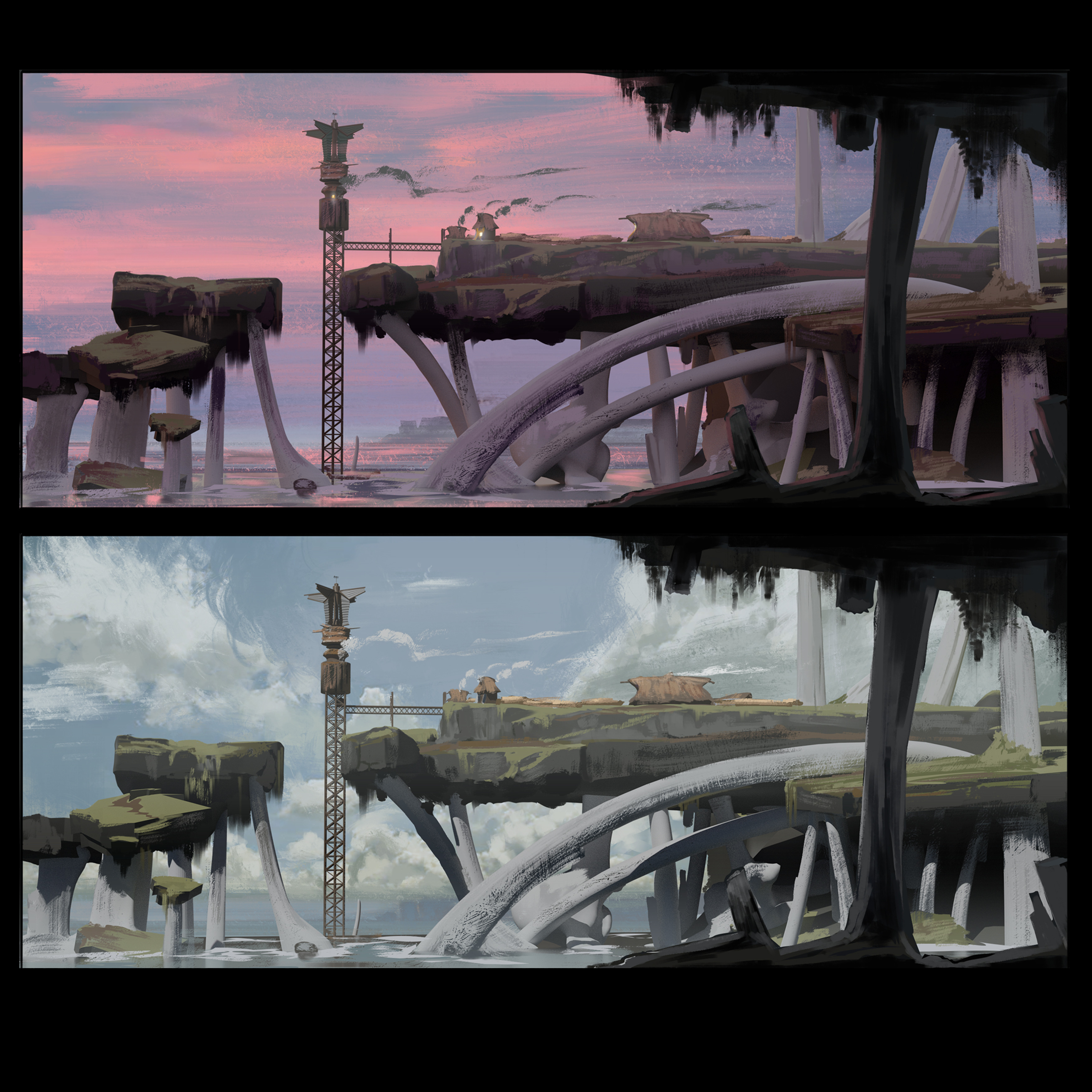 Color keys for Environment Piece Permafrost Seaside. Done at Simeon Schaffners CGMA Environment Class