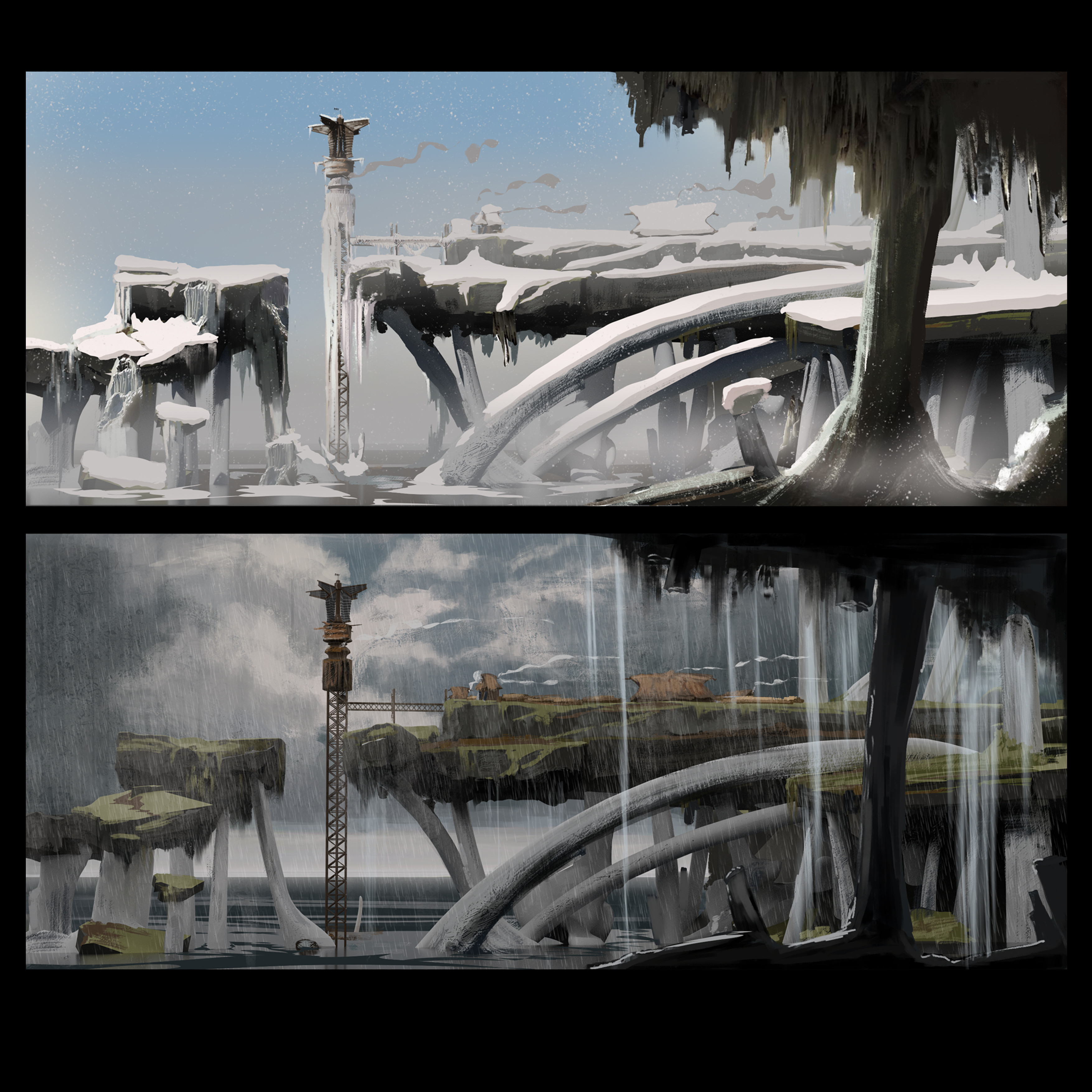 Color keys for Environment Piece Permafrost Seaside. Done at Simeon Schaffners CGMA Environment Class