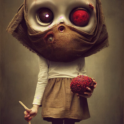 Dark philosophy darkphilosophy zombie child wearing a burlap mask holding a lol a1d37bc8 6c4f 4f26 b2aa 56e8148b7b52