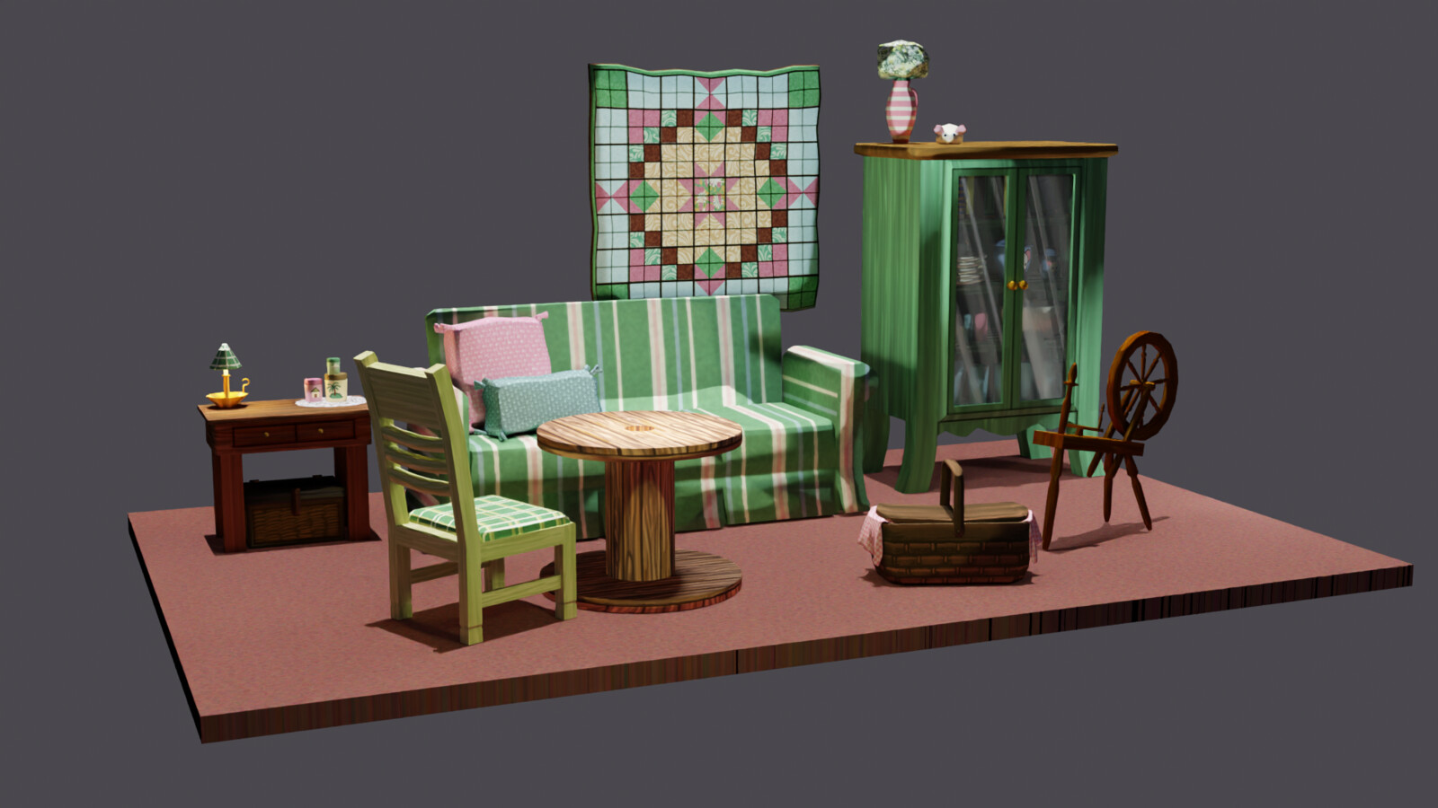 Country Mouse furniture collection, rendered in Blender