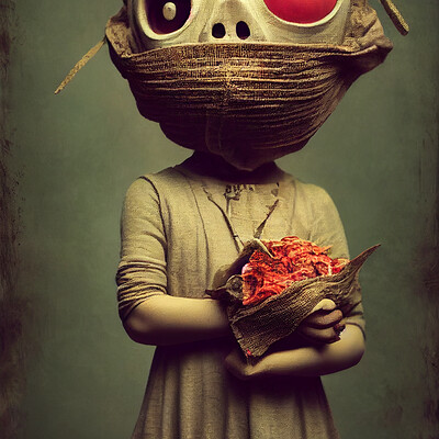 Dark philosophy darkphilosophy zombie child wearing a burlap mask holding a lol 4c6b6582 724a 44d4 a941 60fb54e0566e