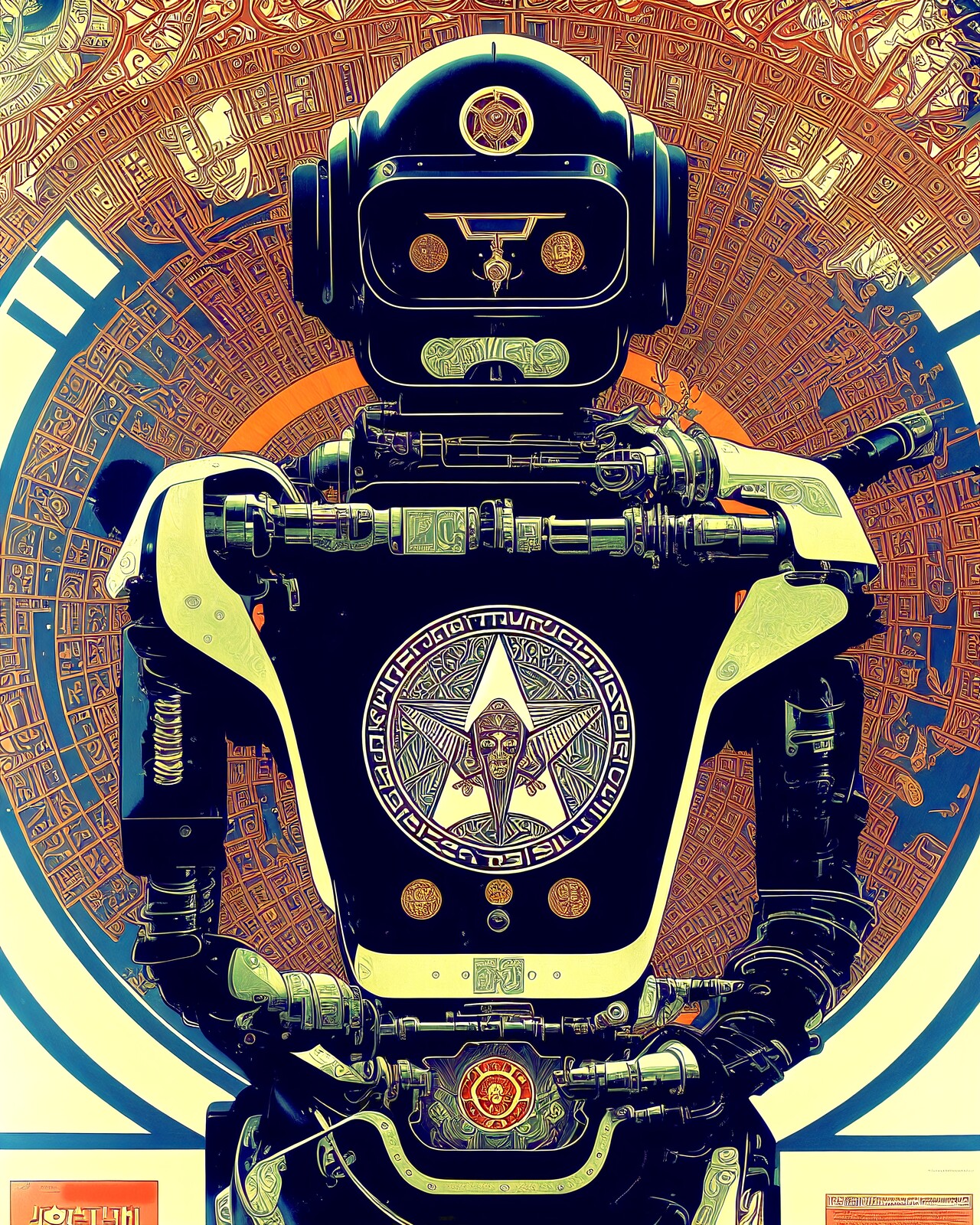 Retro Cyberpunk Robot Propaganda Style Posters