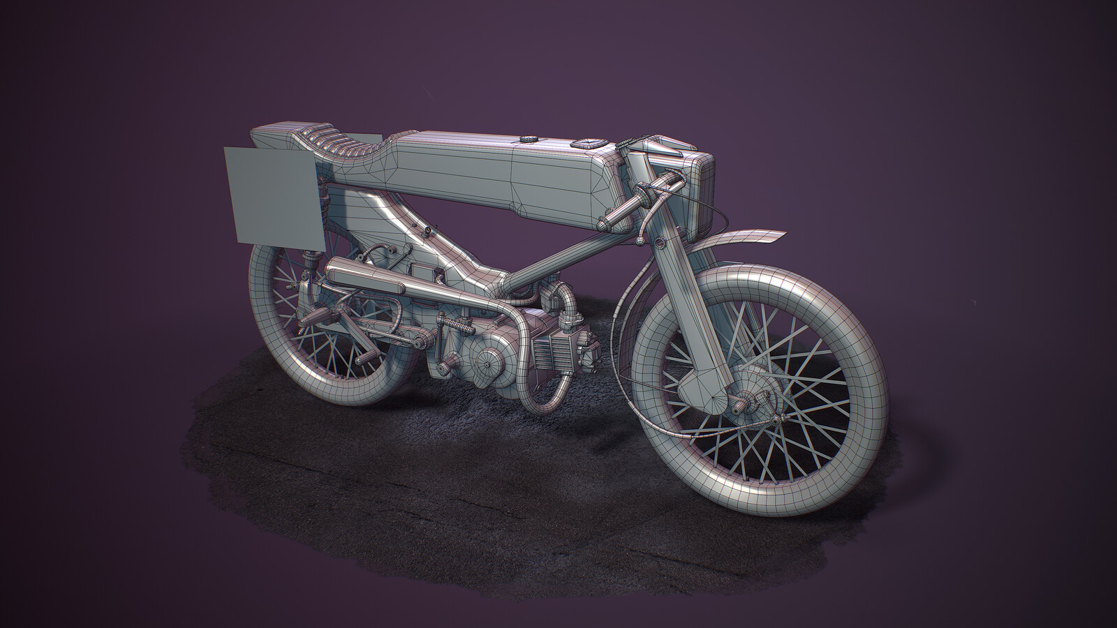 Clay render + wireframe