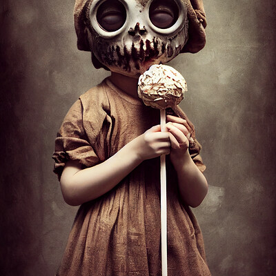 Dark philosophy darkphilosophy zombie child wearing a burlap mask holding a lol b7eb9ea4 9619 43f2 b393 1e448a5a610b