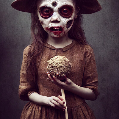 Dark philosophy darkphilosophy zombie child wearing a burlap mask holding a lol d653e0b6 d14a 4ef4 ada6 674276b1321f