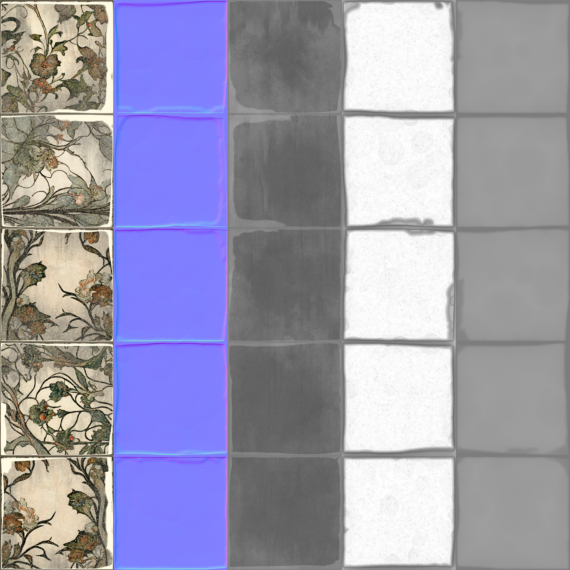 Base Color, Normal, Roughness, AO, Height