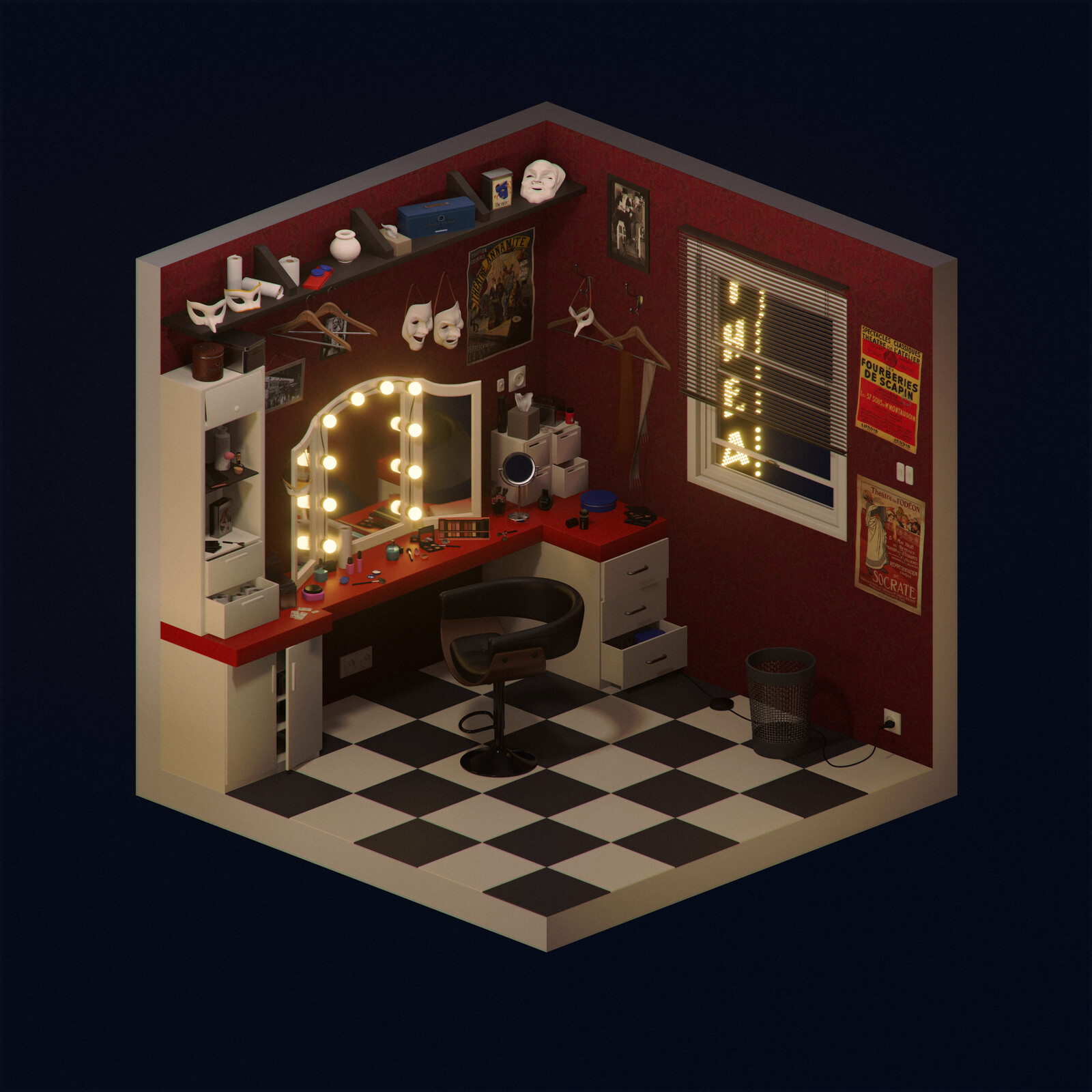 Orthographic camera view of the room