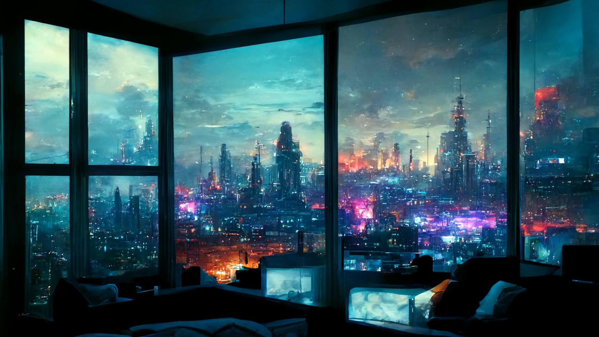 Artstation cyberpunk city view