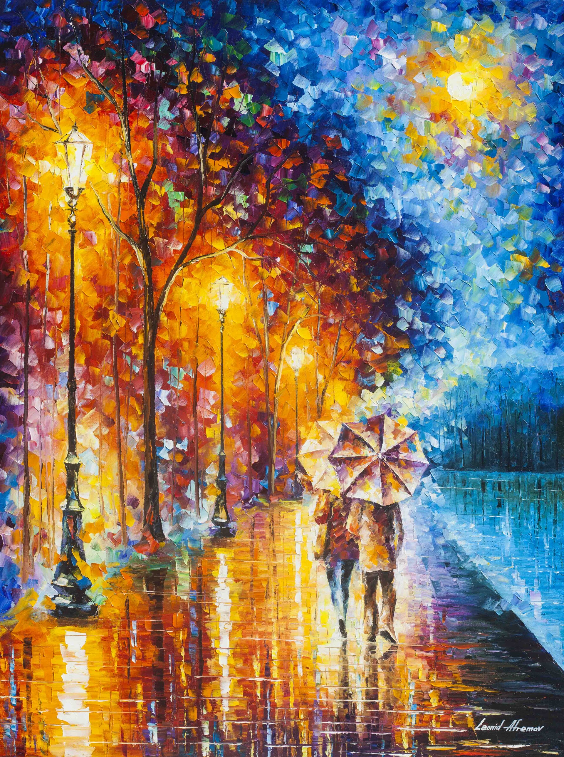 ArtStation - LOVE BY THE RAINY LAKE — oil painting on canvas