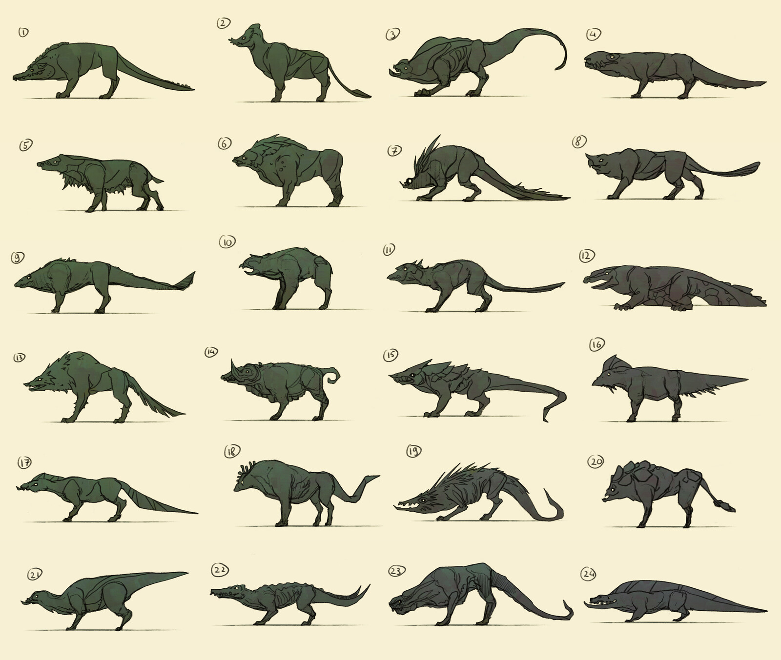 Collection of his tamed 4- legged beasts