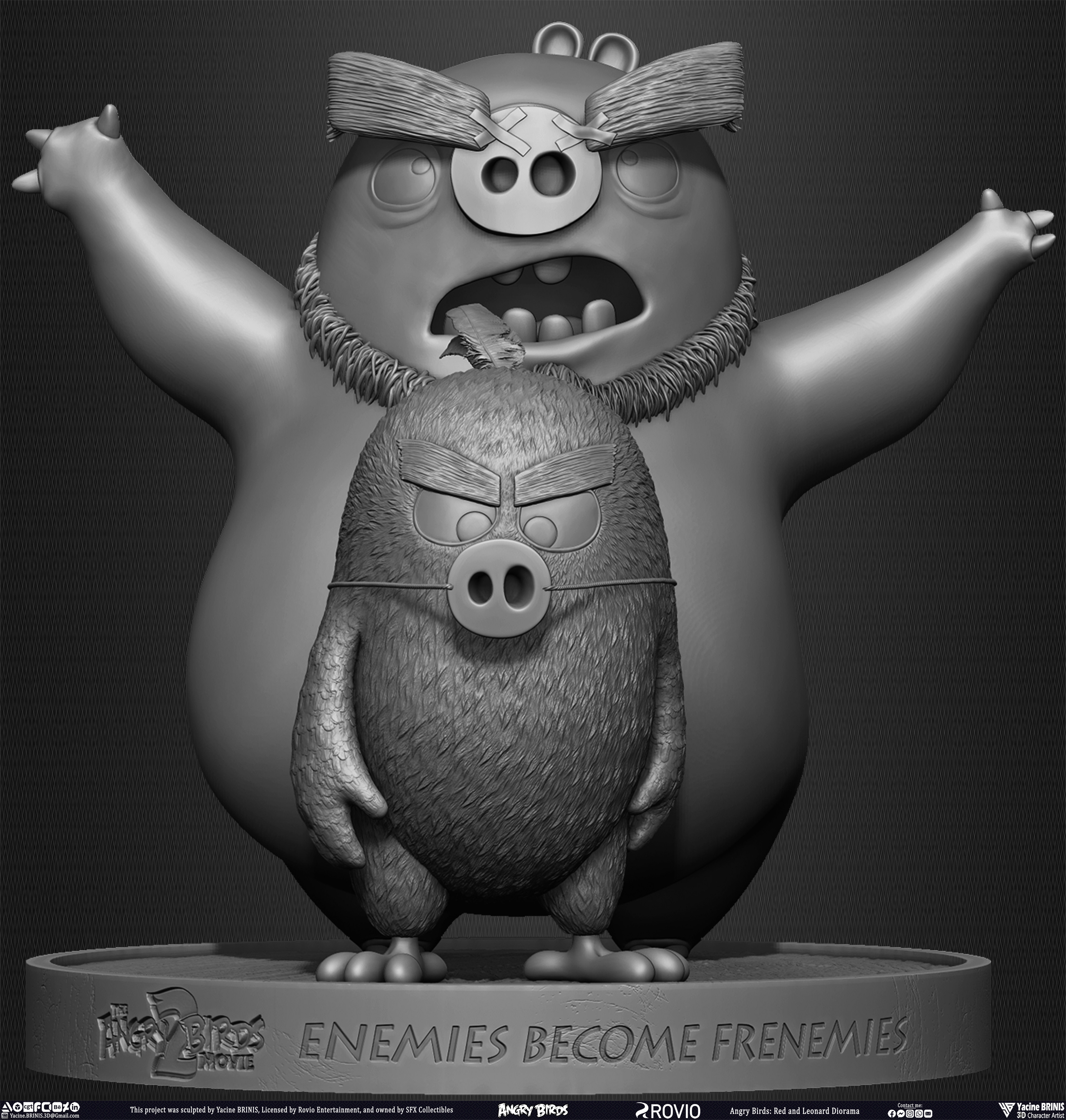 Red and Leonard Diorama Angry Birds movie 02 Rovio Entertainment sculpted by Yacine BRINIS 004