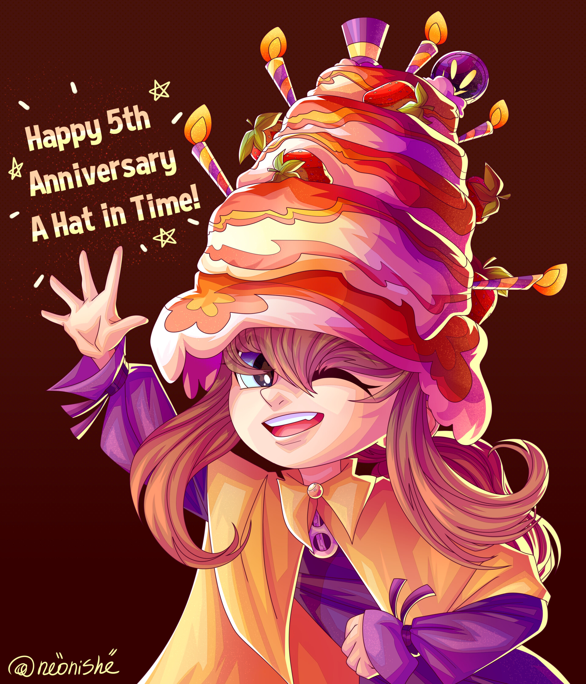 ArtStation A Hat in Time Anniversary art Cake Hat!