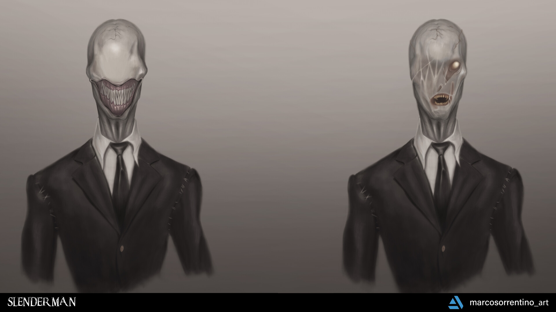 ArtStation Slenderman Redesign faces variants