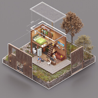 Tiny House - iso 3D Art