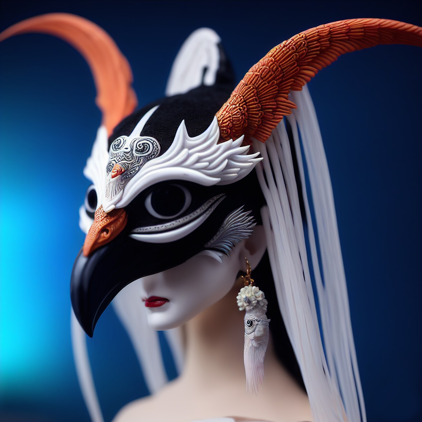 Japanese style masks in bird design