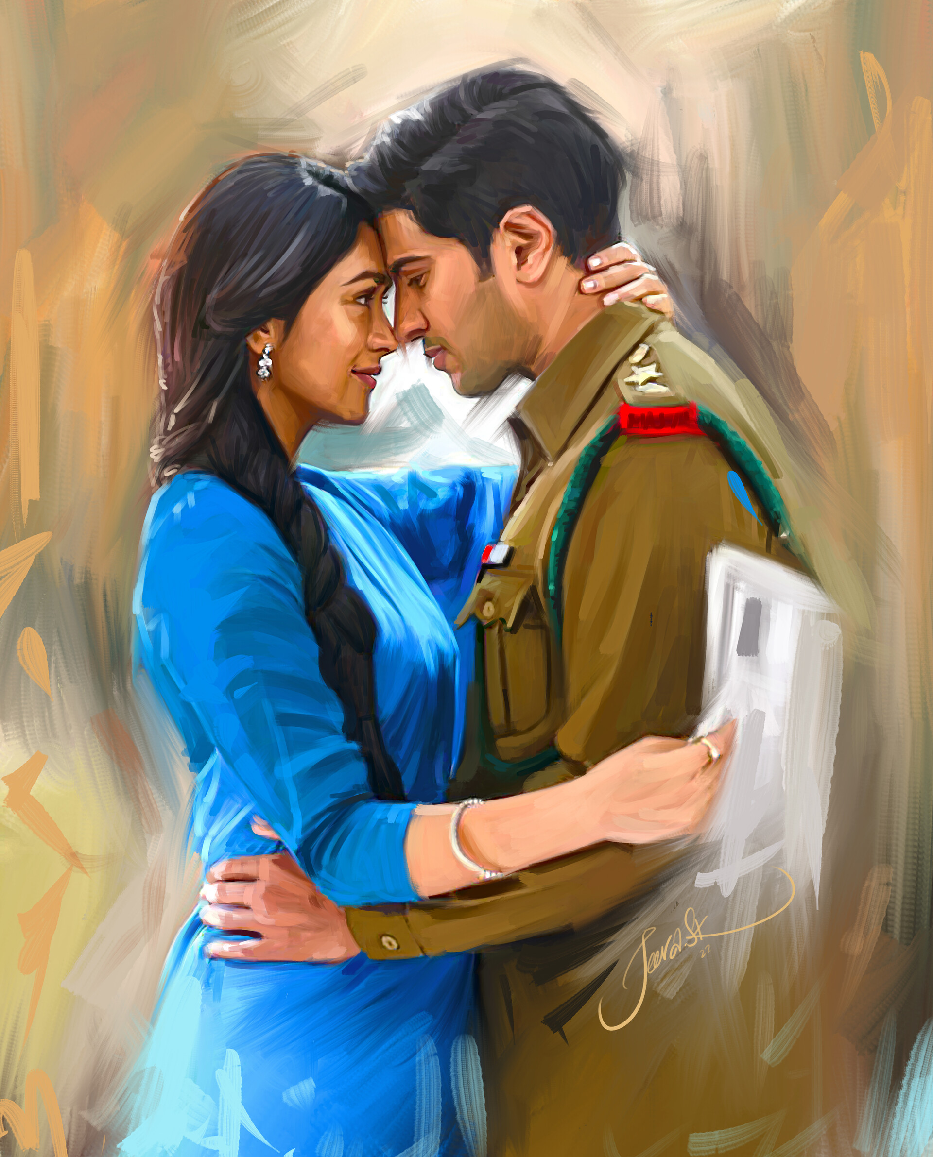 ArtStation Sita Ramam Painting 2022 Dulquer Salmaan & Mrunal Thakur Best Pair