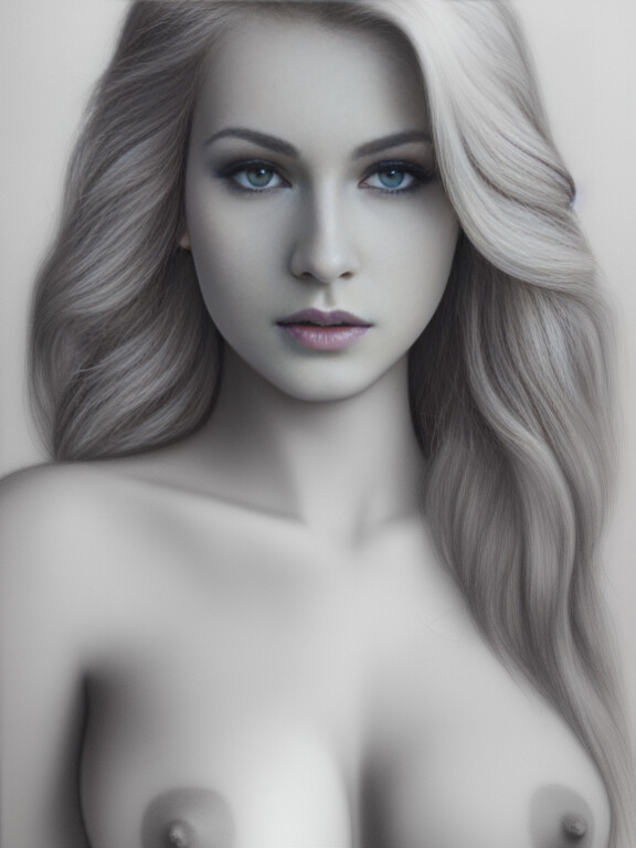 AI generated hyperrealistic pencil style portrait drawings of fictional women