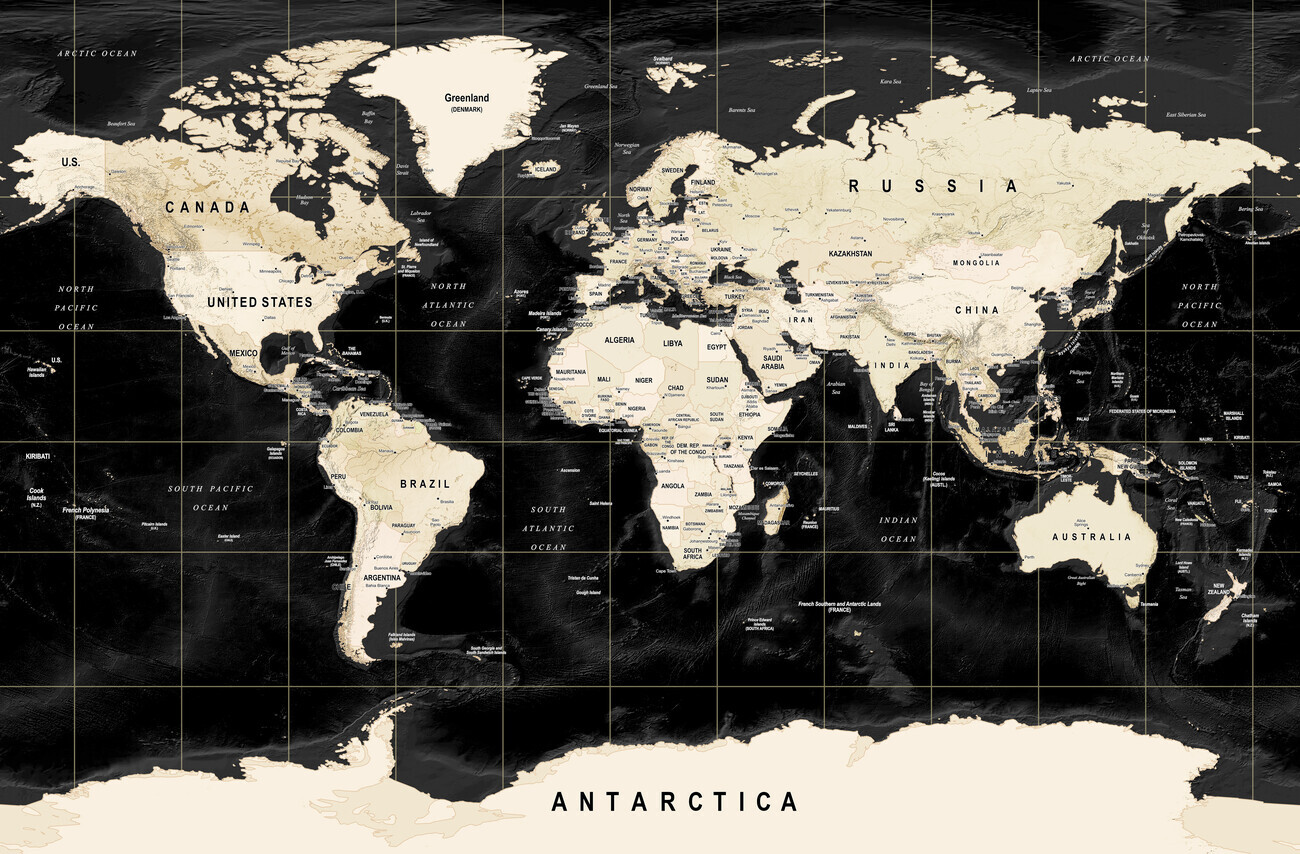 ArtStation Wall Art Print World Map Dark background color